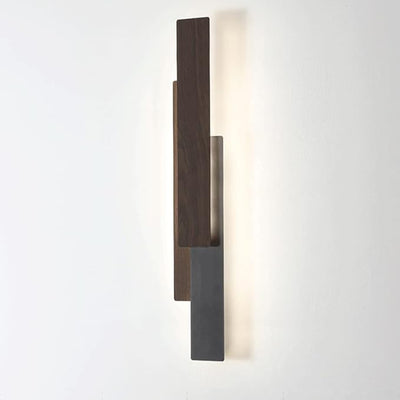 Modern Simple Wood Grain Geometric Rectangle LED Wall Sconce Lamp