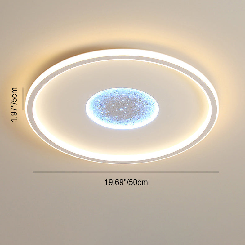 Modern Minimalist Lunar Surface Round Cloud Triangle Square Acrylic Iron LED Flush Mount Ceiling Light For Bedroom