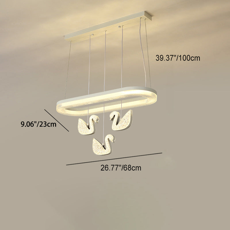 Contemporary Luxury Circle Ring Shade ABS Swan Decor LED Chandelier For Living Room