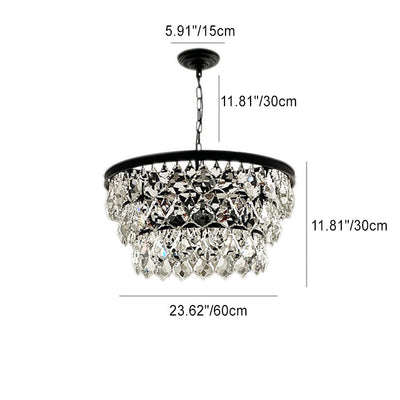 Contemporary Scandinavian Crystal Pendant Round Crystal Iron 4/5/9/12 Light Chandelier For Bedroom