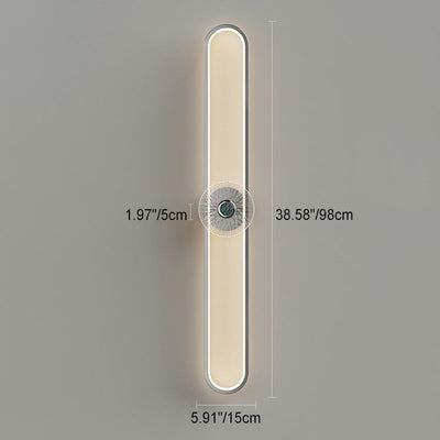 Modern Minimalist Long Oval Hardware Aluminum LED Wall Sconce Lamp For Living Room