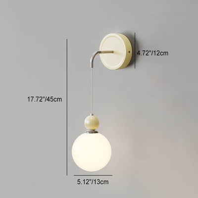 Modern Minimalist Cream Style Wrought Iron Ball 1-Light Wall Sconce Lamp