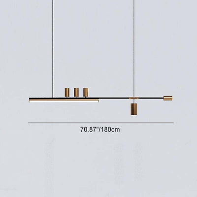 Modern Minimalist Monogrammed Long Cylinder Acrylic Copper 5-Light Island Light Chandelier For Living Room