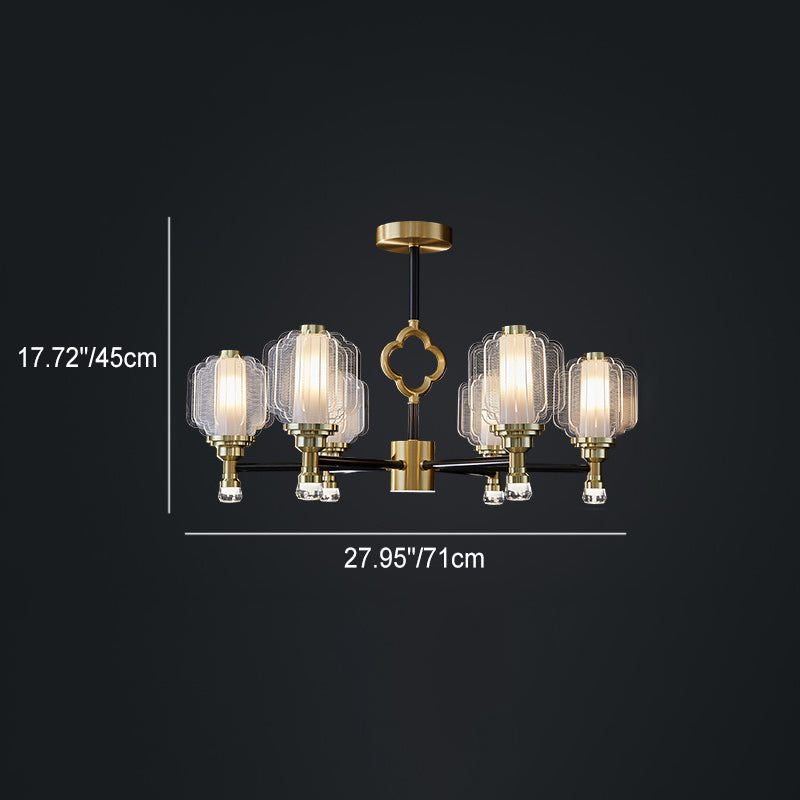 Contemporary Scandinavian Crystal Glass Copper 6/8/15 Light Chandelier For Living Room