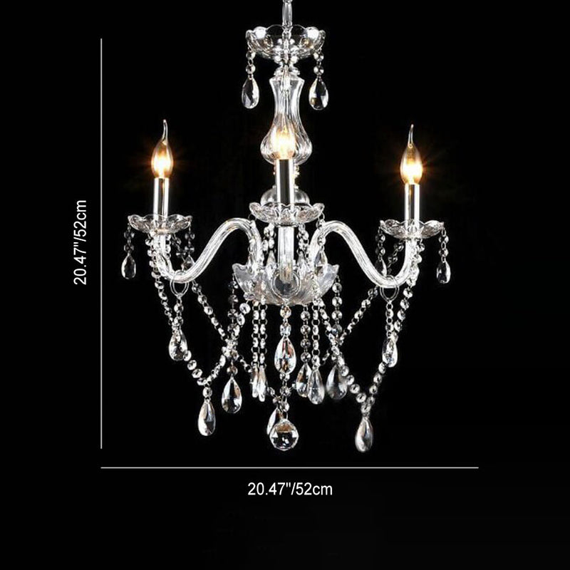 Contemporary Luxury Round Candelabra Glass 3/4/5/6 Light Chandelier For Living Room