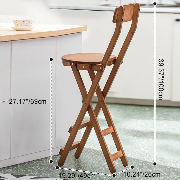 Contemporary Retro Round Foldable Solid Wood Bar Stool Backrest For Dining Room