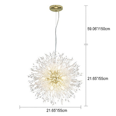 Contemporary Creative Hardware Crystal Beads Decorate Dandelion Design 8/9/12-Light Chandelier For Living Room