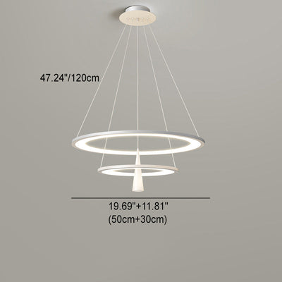 Modern Minimalist Circle Tapered Iron Acrylic LED Chandelier For Living Room