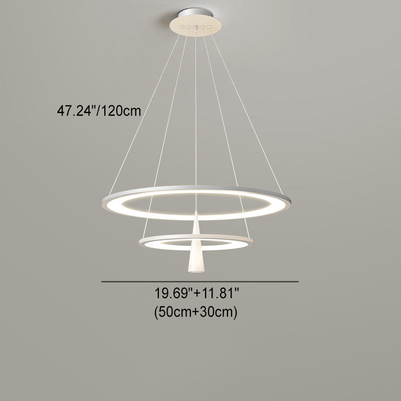 Modern Minimalist Circle Tapered Iron Acrylic LED Chandelier For Living Room