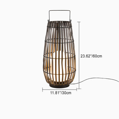 Contemporary Creative Waterproof Solar Cylinder Woven Rattan Iron LED Landscape Lighting Outdoor Light For Garden