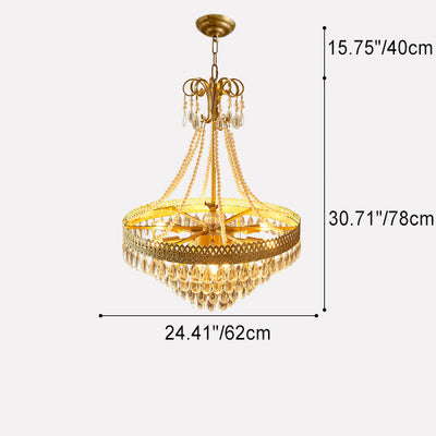 Modern Luxury Crown Copper Glass 3/6/9 Lights Chandelier For Living Room