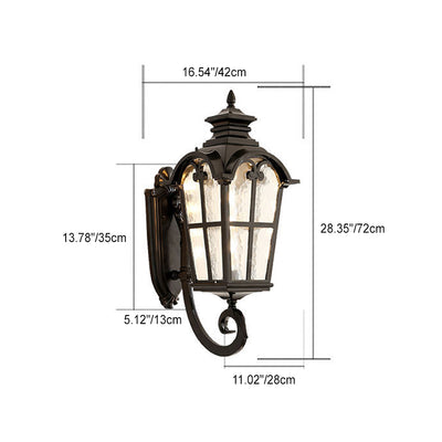 Traditional European Waterproof Aluminum Glass Cylinder Ripple 1-Light Wall Sconce Lamp For Outdoor Patio