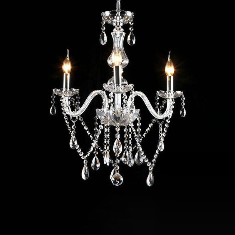 Contemporary Luxury Round Candelabra Glass 3/4/5/6 Light Chandelier For Living Room