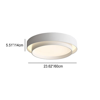 Contemporary Nordic Double Round Hardware LED Flush Mount Ceiling Light For Bedroom