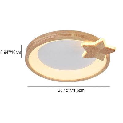 Contemporary Scandinavian Log Ring Acrylic LED Flush Mount Ceiling Light For Bedroom