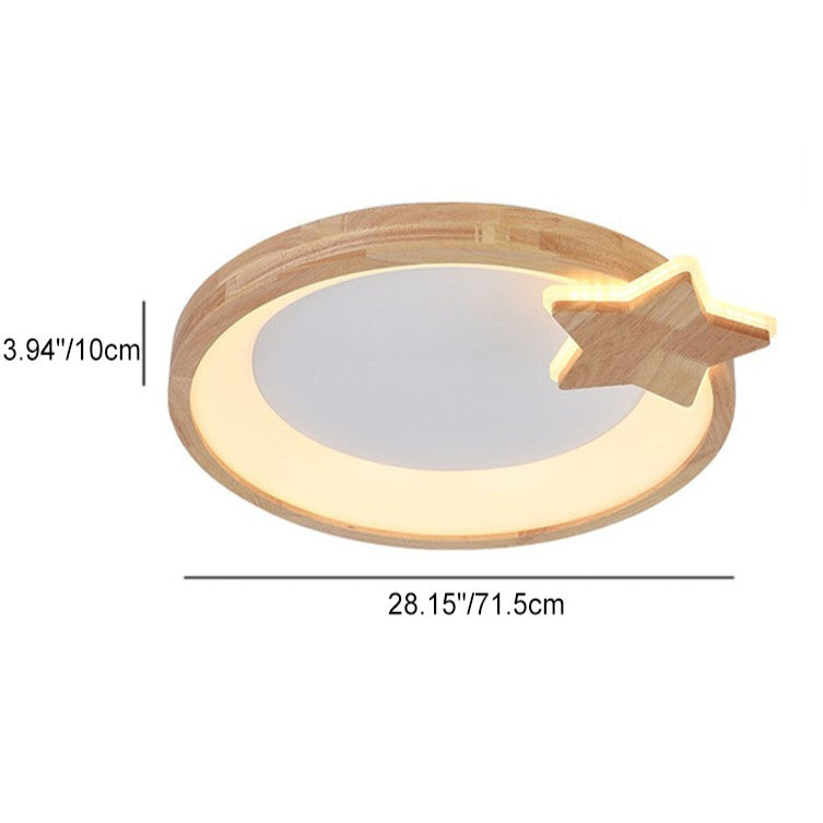 Contemporary Scandinavian Log Ring Acrylic LED Flush Mount Ceiling Light For Bedroom