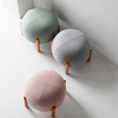 Contemporary Scandinavian Ladybug Shape Cotton Linen Pouf Low Stool For Living Room