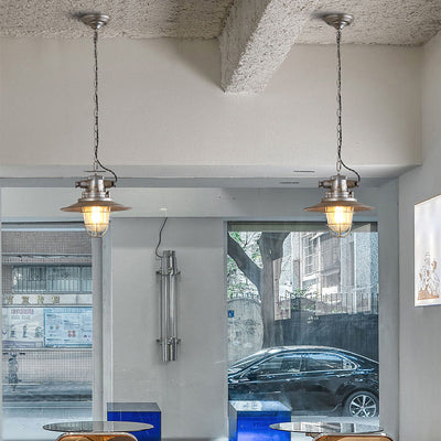 Luz colgante de 1 luz con pantalla semicircular de aluminio gris envejecido retro industrial contemporáneo para sala de entretenimiento 