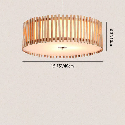 Modern Simple Wooden Cylindrical Flush Mount Ceiling Light