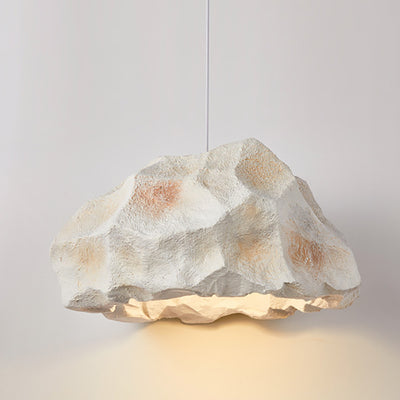 Traditional Japanese Polystyrene Rock 1-Light Pendant Light For Dining Room