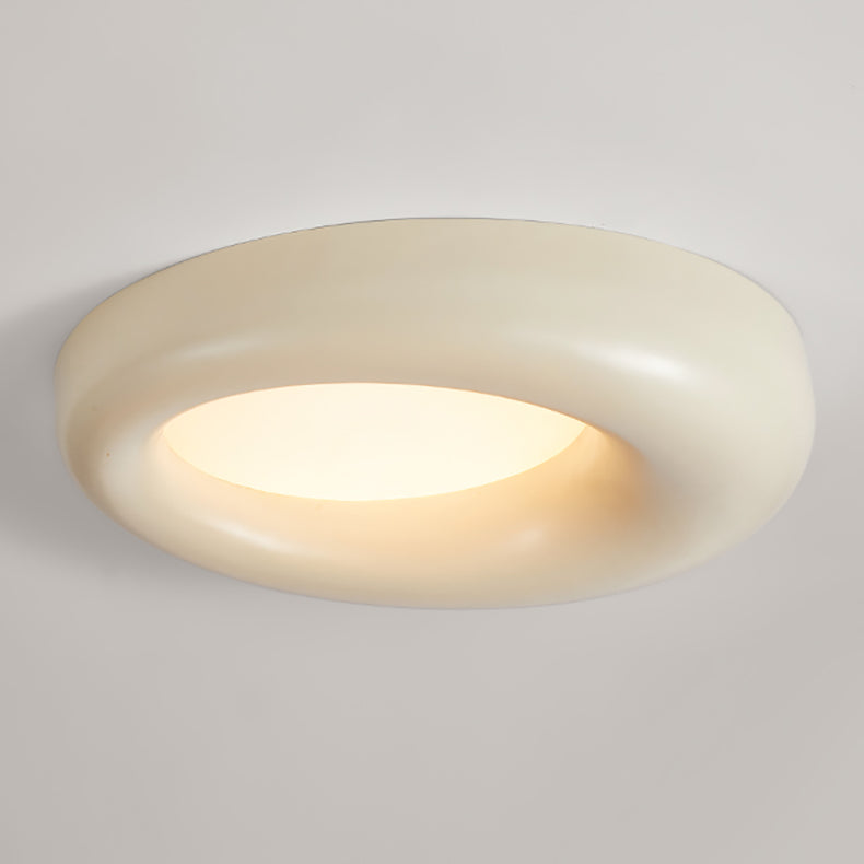 Modern Minimalist Hollow Round Acrylic Fiberglass LED Flush Mount Ceiling Light For Living Room