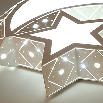 Contemporary Creative Star Moon Iron Acrylic LED Flush Mount Ceiling Light For Bedroom