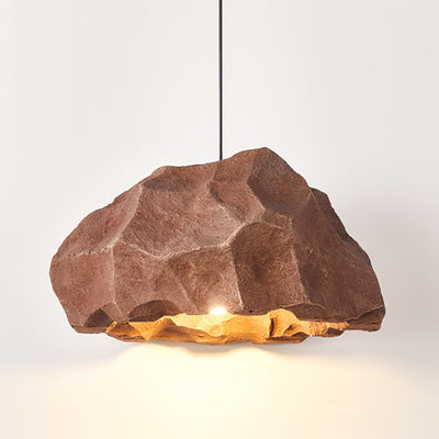 Traditional Japanese Polystyrene Rock 1-Light Pendant Light For Dining Room