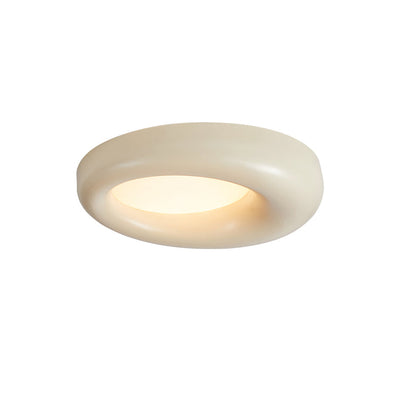 Modern Minimalist Hollow Round Acrylic Fiberglass LED Flush Mount Ceiling Light For Living Room