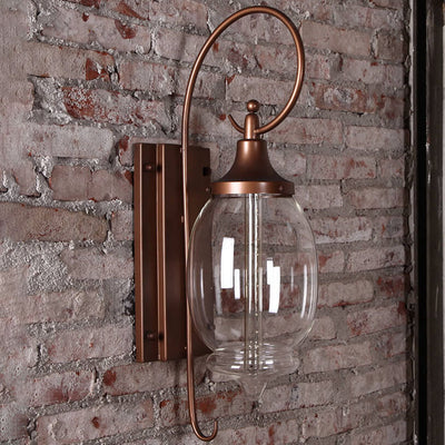 European Minimalist Glass Cup Shade Iron 1-Light Wall Sconce Lamp