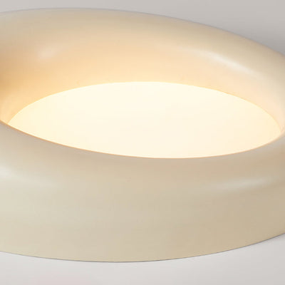 Modern Minimalist Hollow Round Acrylic Fiberglass LED Flush Mount Ceiling Light For Living Room