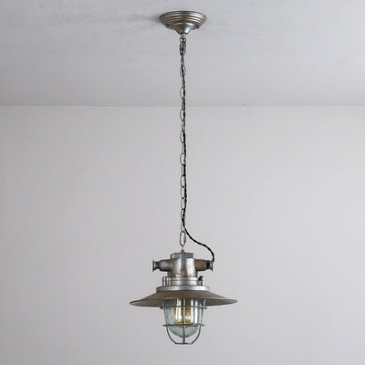 Luz colgante de 1 luz con pantalla semicircular de aluminio gris envejecido retro industrial contemporáneo para sala de entretenimiento 