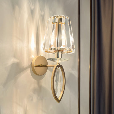 Modern Luxury Metal Iron Stainless Steel Crystal Ball Cylinder 1-Light Wall Sconce Lamp For Bedside