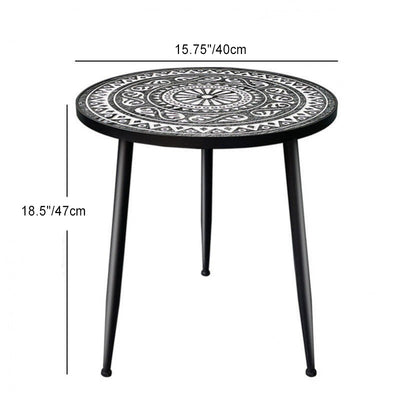 Contemporary Simplicity Pattern Wood Iron Round Coffee Table For Living Room