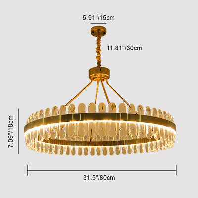 Modern Luxury Crystal Stainless Steel Round LED Chandelier For Living Room