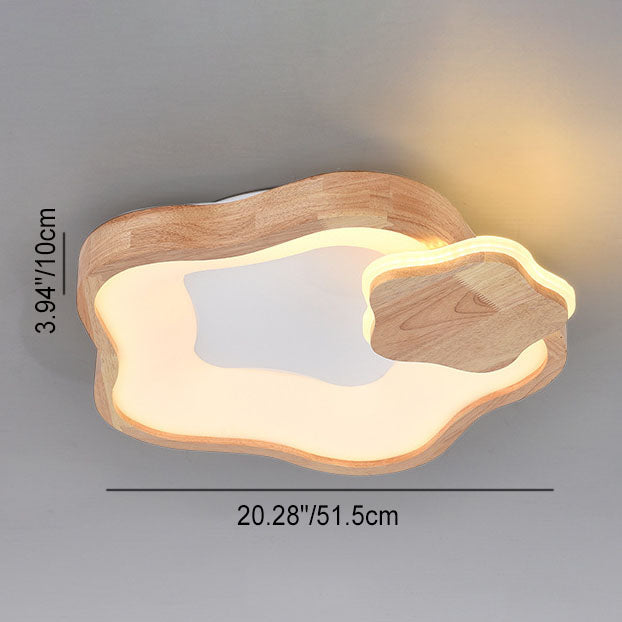 Contemporary Scandinavian Log Ring Acrylic LED Flush Mount Ceiling Light For Bedroom