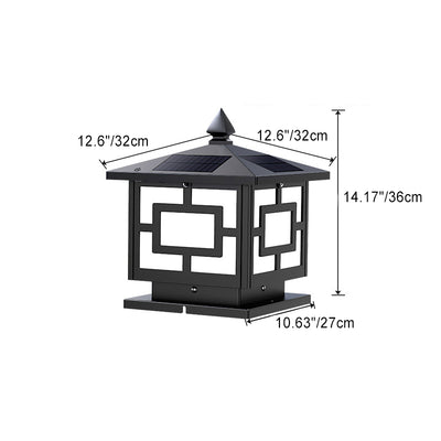 Traditional Chinese Solar Waterproof ABS Acrylic Square Lantern LED Landscape Lighting Outdoor Light For Outdoor Patio