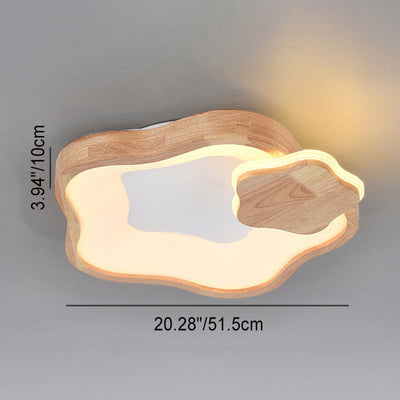 Modern Minimalist Pentagonal Star Wood Grain Acrylic LED Flush Mount Ceiling Light For Bedroom