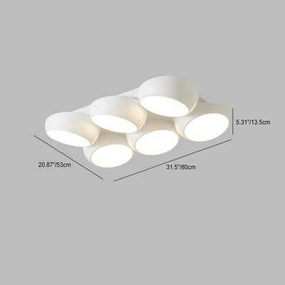 Modern Minimalist Combination Round Iron Plastic LED Flush Mount Ceiling Light For Living Room