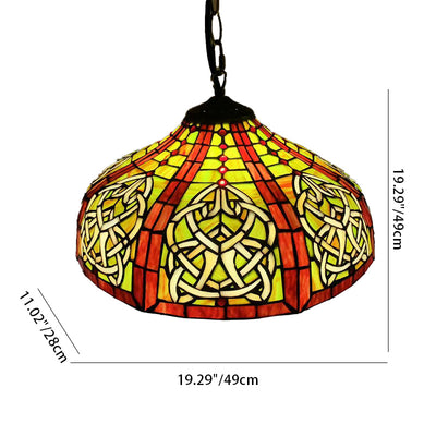 Traditional Rustic Round Flower Iron Glass 1-Light Pendant Light For Living Room