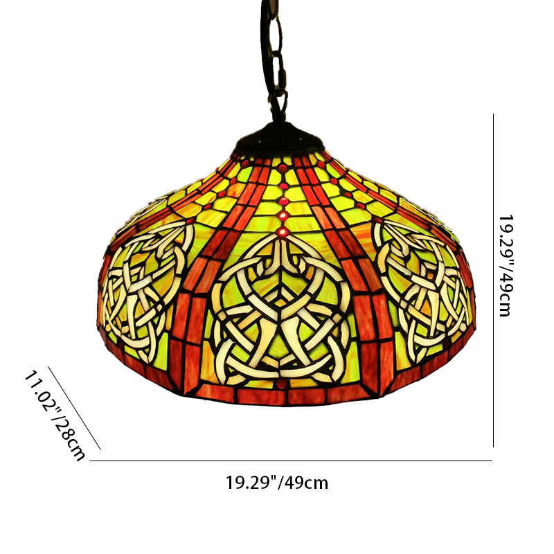 Traditional Rustic Round Flower Iron Glass 1-Light Pendant Light For Living Room