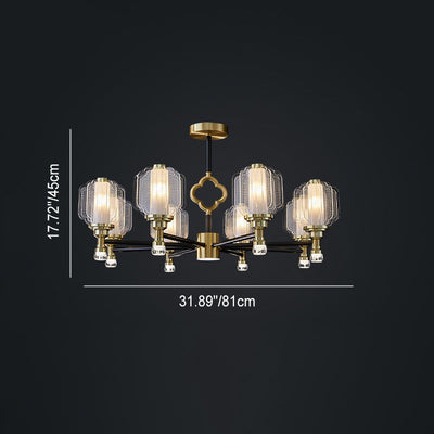 Contemporary Scandinavian Crystal Glass Copper 6/8/15 Light Chandelier For Living Room