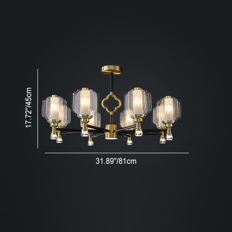 Contemporary Scandinavian Crystal Glass Copper 6/8/15 Light Chandelier For Living Room