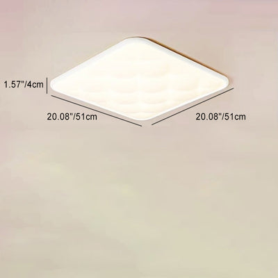 Modern Minimalist Square Lattice Iron PVC LED Flush Mount Ceiling Light For Bedroom