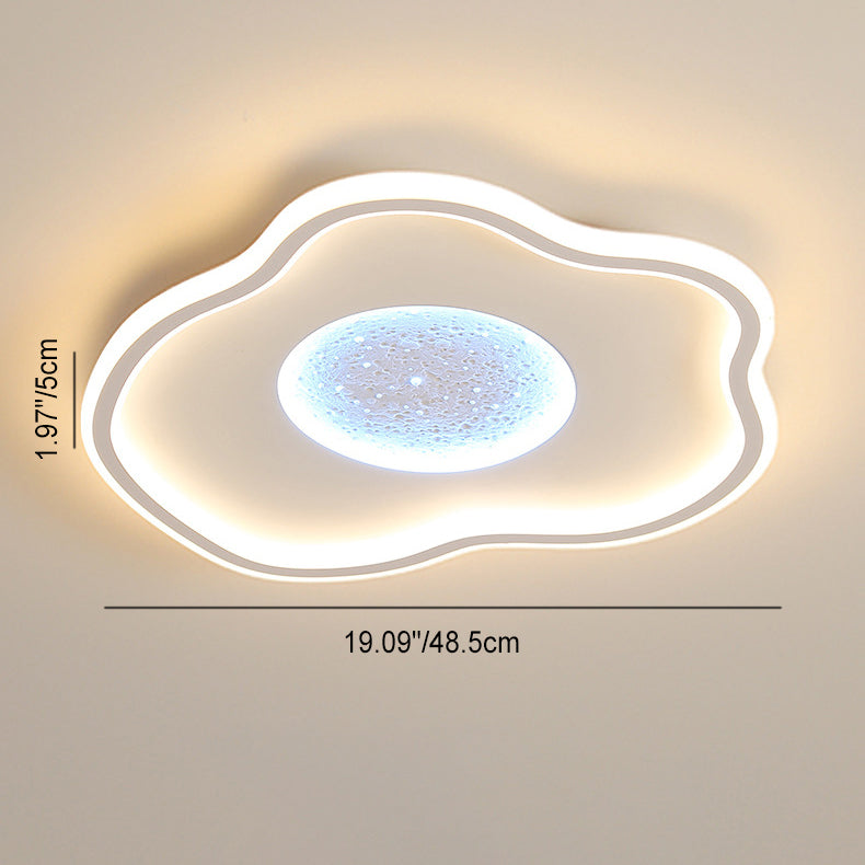 Modern Minimalist Lunar Surface Round Cloud Triangle Square Acrylic Iron LED Flush Mount Ceiling Light For Bedroom