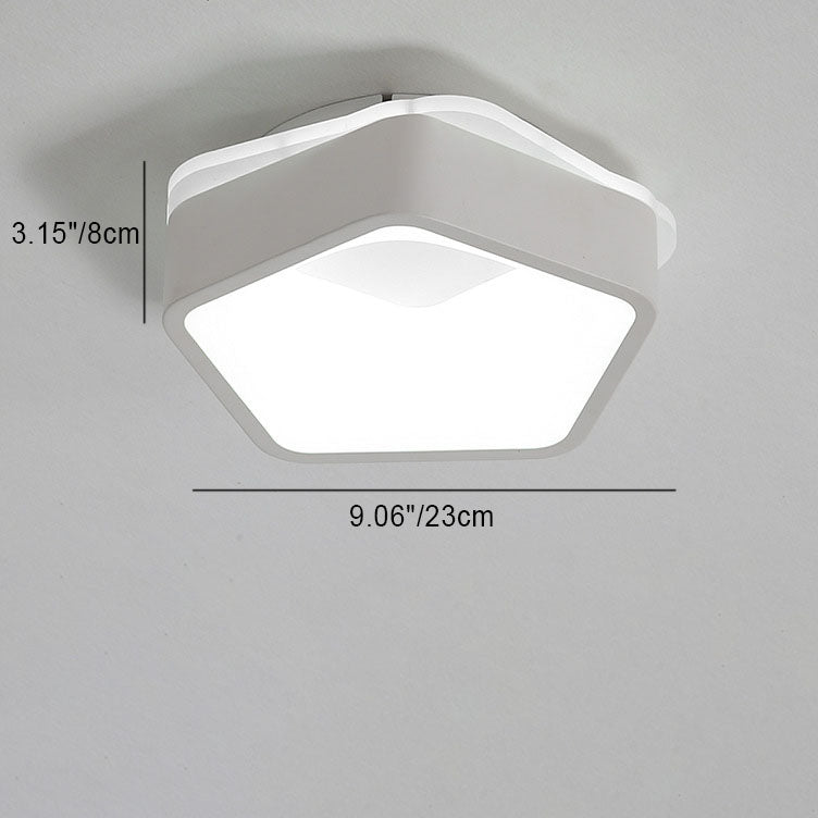 Contemporary Simplicity Iron Acrylic Geometric Pentagram LED Flush Mount Ceiling Light For Bedroom