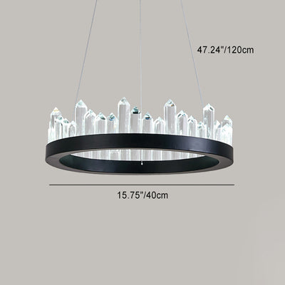 Modern Minimalist Round Crystal Hardware LED Pendant Light For Bedroom