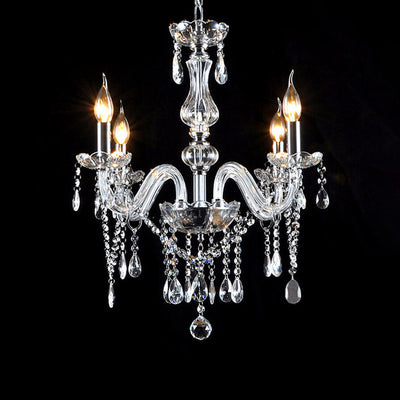 Contemporary Luxury Round Candelabra Glass 3/4/5/6 Light Chandelier For Living Room