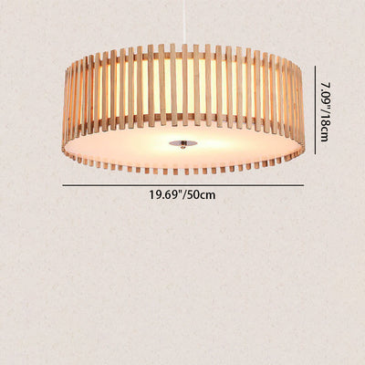 Modern Simple Wooden Cylindrical Flush Mount Ceiling Light