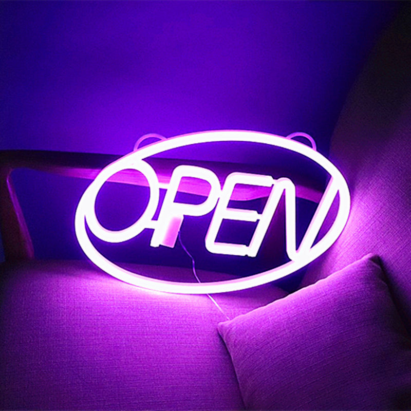 Modern Art Deco Waterproof PS OPEN LED Outdoor Hanging Neon Wall Sconce Lamp For Dining Room