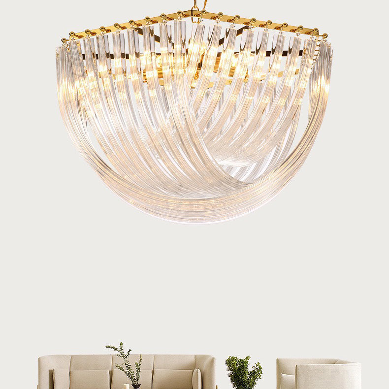 Traditional Luxury Round Hexagonal Tassel Hardware Crystal 1/3/4/6 Light Chandelier For Living Room